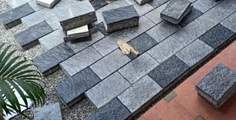 Kadappa Stone Kitchen Base Shelves and Flooring Installation Bengaluru